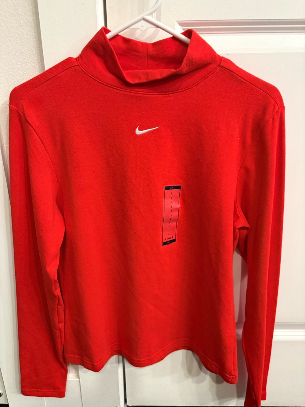 Nike Kids Red Long-Sleeve Mock Neck Top with Swoosh